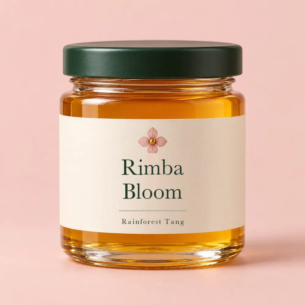 Concept image of a Rimba Bloom Rainforest Tang jar on a pale blush background